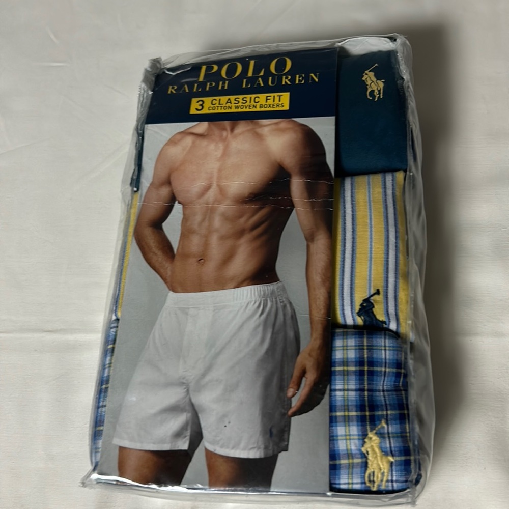 Polo Ralph Lauren, three pack, classic fit cotton woven boxers, multicol…
